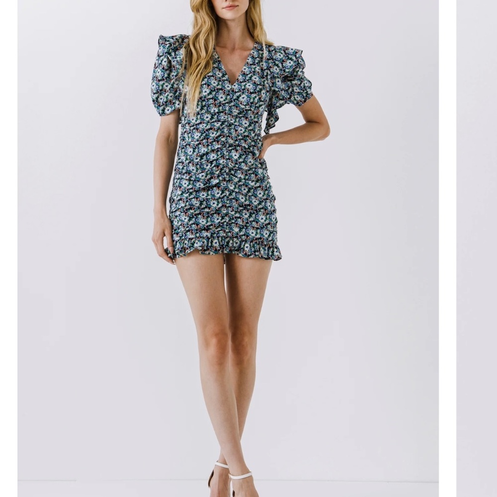 Endless rose v-neck shirring dress S